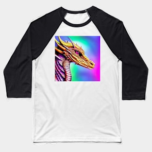 Purple and Gold Dragon in a Rainbow Baseball T-Shirt